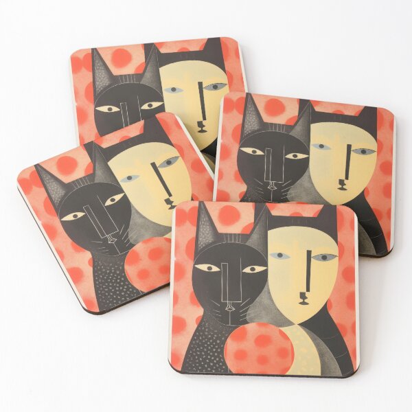 Item preview, Artistic print, abstract cats, Japanese style. designed and sold by Kiyomi  Mizushima.