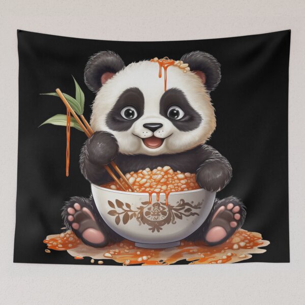 Item preview, cute loving panda bear baby kawaii eating designed and sold by DigitalPixelize.