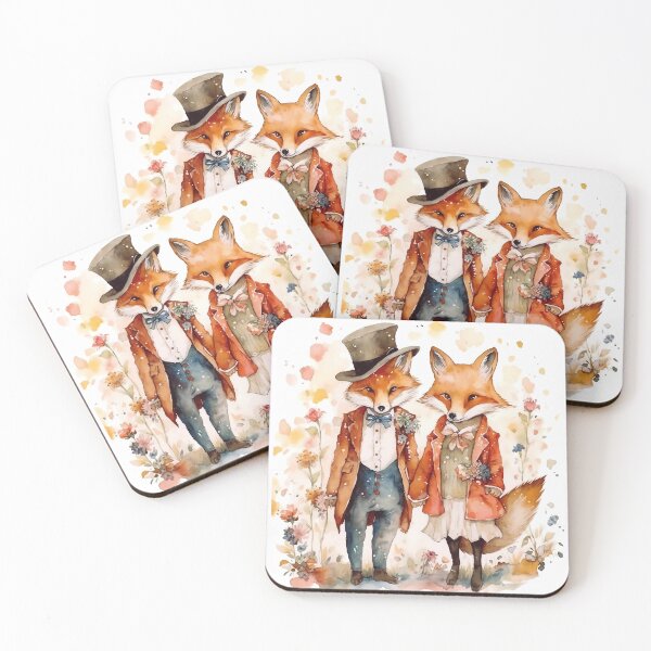 Item preview, Mr and Mrs Fox : Watercolour Magical Forest Creatures Series designed and sold by MTJ-Mushrooms.