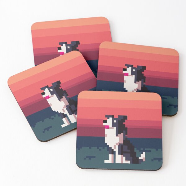 Item preview, Border Collie dog sunset Pixel Art (gaming style) designed and sold by antipc.