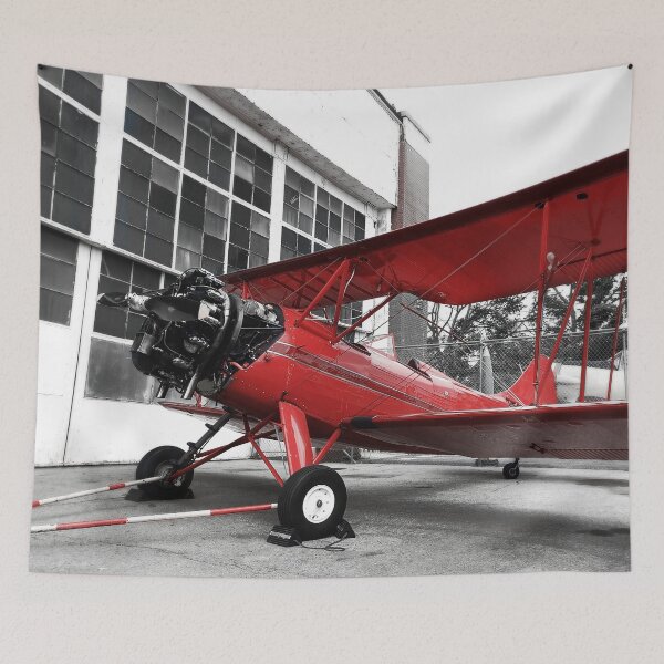 Item preview, Black White and Red Modern Industrial Air Plane Museum Vintage Propeller Plane Digital Photograph designed and sold by ARTbyABACCUS.