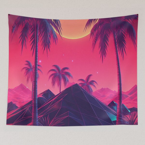 Item preview, Sunset Melodies: Synthwave Serenade among the Palm Trees designed and sold by Mullet Monkey.