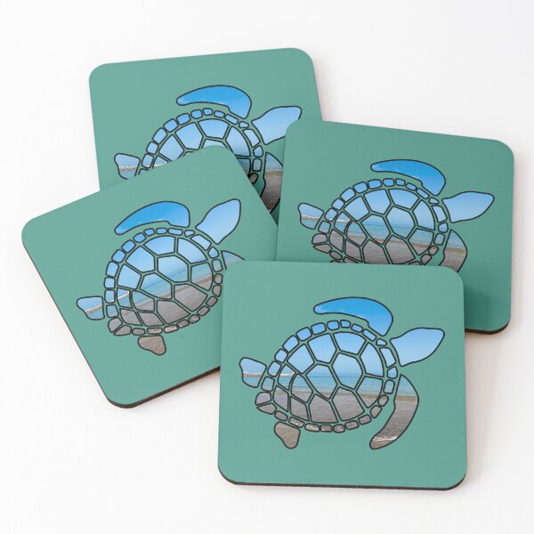 Item preview, Sea turtle silhouette on summer blue beach waves  designed and sold by Donutlovers.