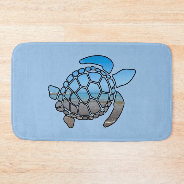 Item preview, Sea turtle silhouette on summer blue beach waves  designed and sold by Donutlovers.