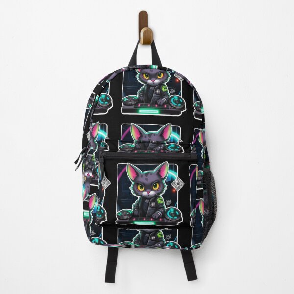Item preview, Cool Starship DJ Space Cat (Black; Art Graphic With Musical QR Code) designed and sold by mj-darling-arts.