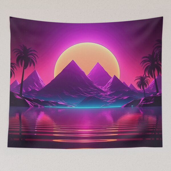 Item preview, Retro Utopia: Synthwave Bliss in the Cyber Oasis designed and sold by Mullet Monkey.