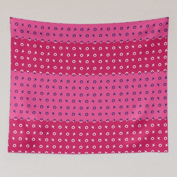 Item preview, Tic Tac Toe Retro Striped Pattern in White, Indigo, Pink and Red designed and sold by anisgott.