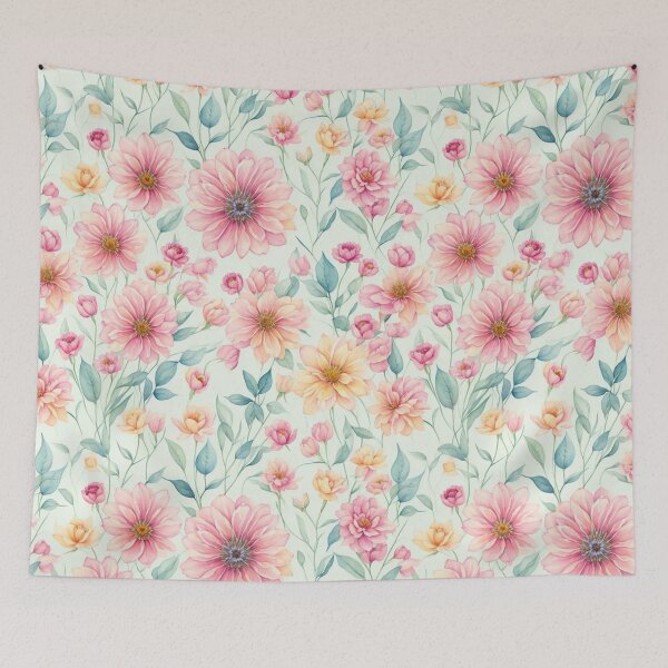 Item preview, Aesthetic Pink flora on pastel background  designed and sold by PeacockThrone25.
