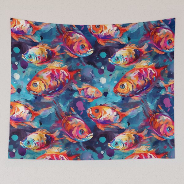 Item preview, Vibrant Watercolor Fish Pattern: Colorful Art for Print designed and sold by GiveMeMood.