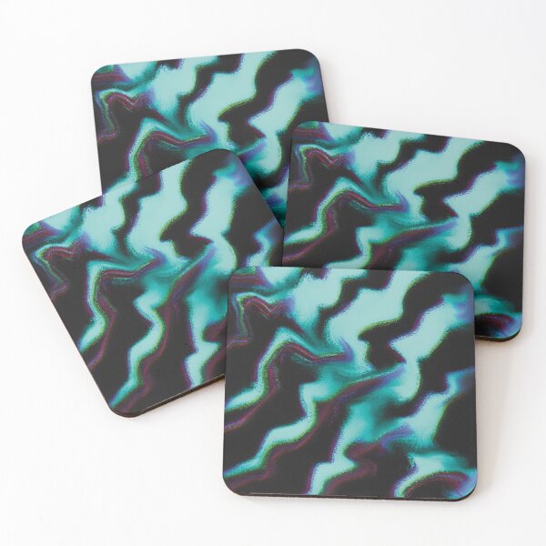 Item preview, Edgy Neon Blue Wave Pattern on Black Background designed and sold by Pevkay97.