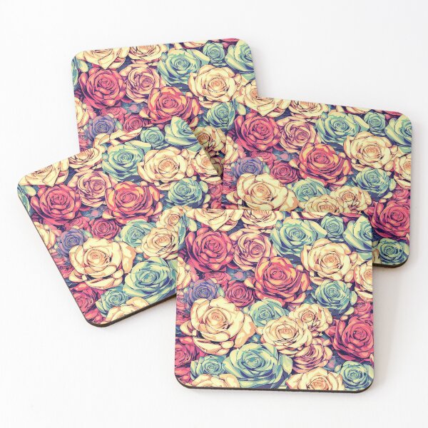 Item preview, Colorful retro roses pattern designed and sold by TomFrontierArt.