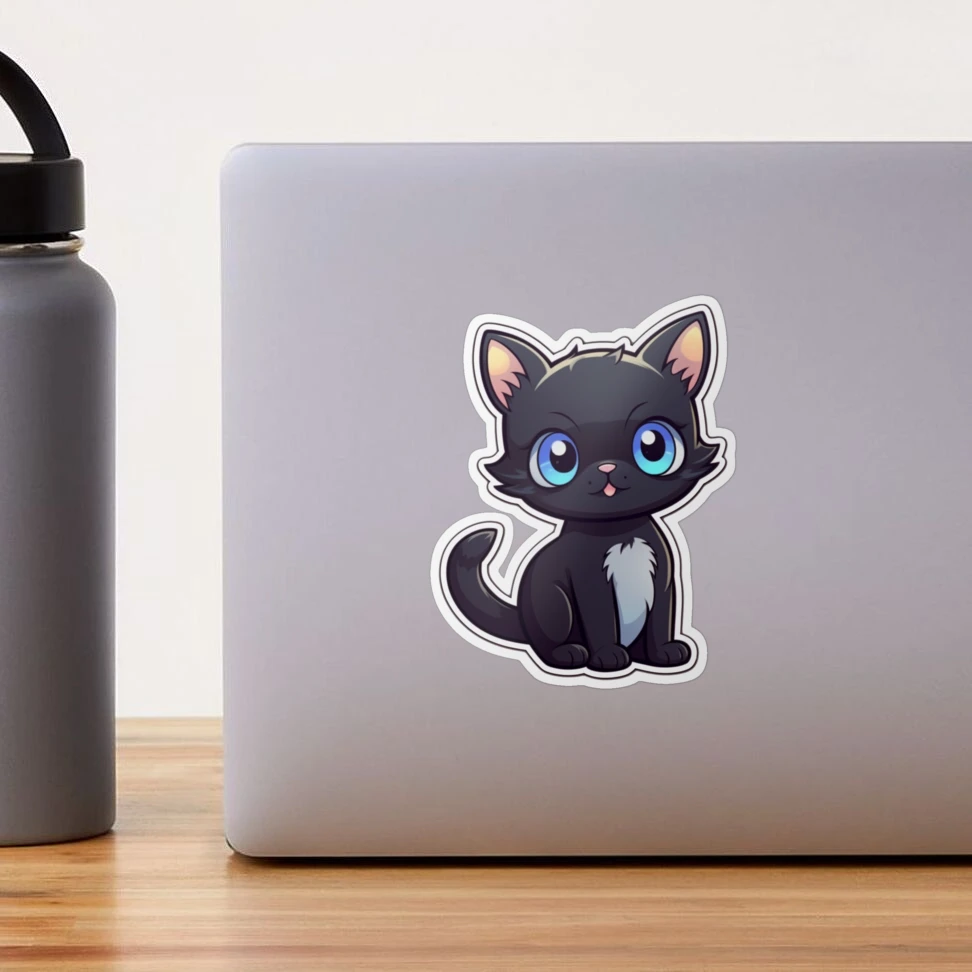 60 Black Cat Stickers Cute Cat Mobile Phone Case Tablet Suitcase Helmet  Decoration Stickers