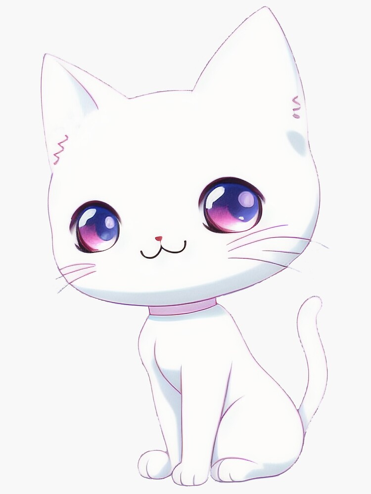 Cute Kitten Kawaii Character Sticker Set Cat With Anime Face