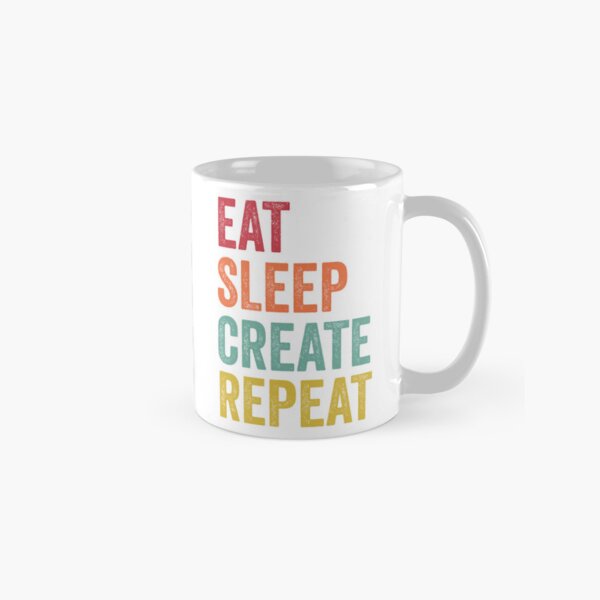 Vista previa del artículo con la obra «Comer Dormir Crear Repetir», diseñado y vendido por SarahJisri.