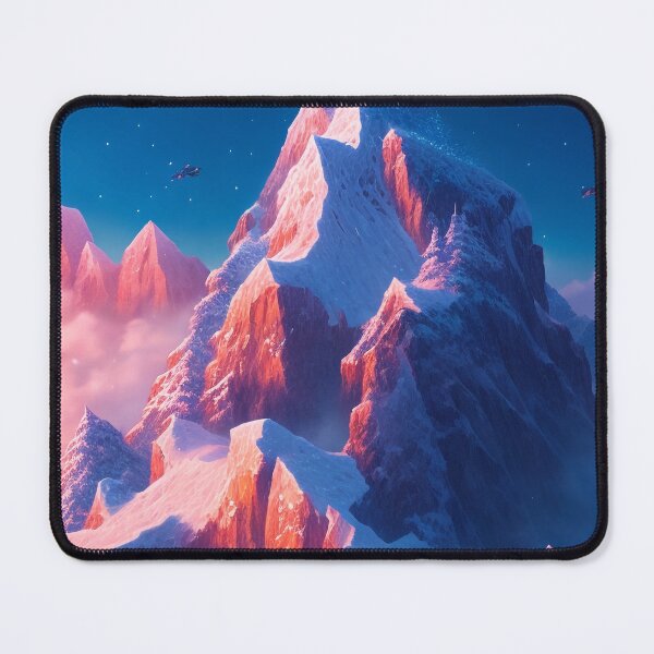 Item preview, Snow Mountains // Dark blue backgroudn with red mountains and white snow designed and sold by MiniArtworks.