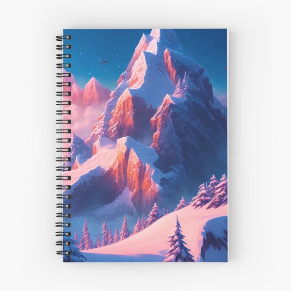 Item preview, Snow Mountains // Dark blue backgroudn with red mountains and white snow designed and sold by MiniArtworks.