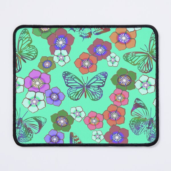Item preview, Butterfly and Flower pattern, Aqua designed and sold by Pear Tree Studio.