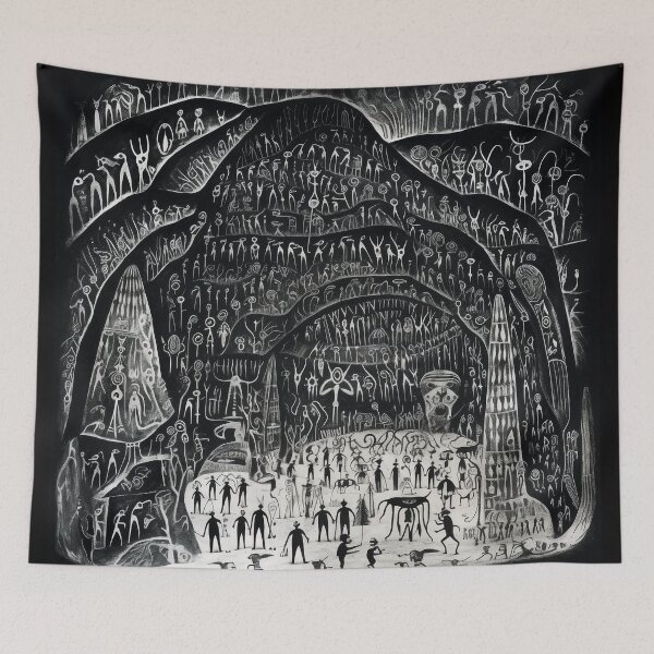Item preview, Ancient Alien Civilization Cave Drawing Art for Science Fiction Lovers designed and sold by NapNapSleeper.