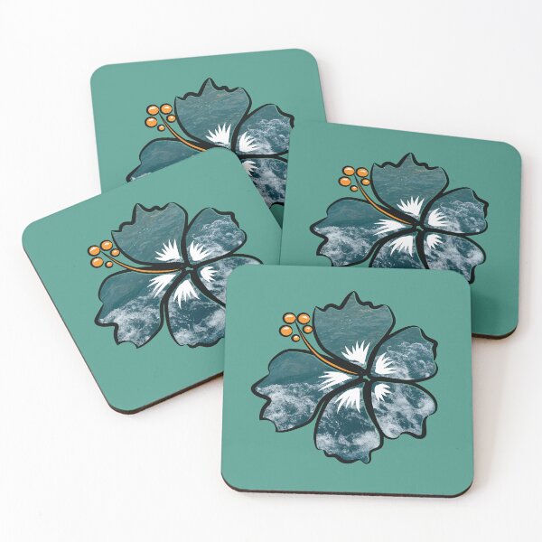 Item preview, Hibiscus flower on blue ocean waves background  designed and sold by Donutlovers.