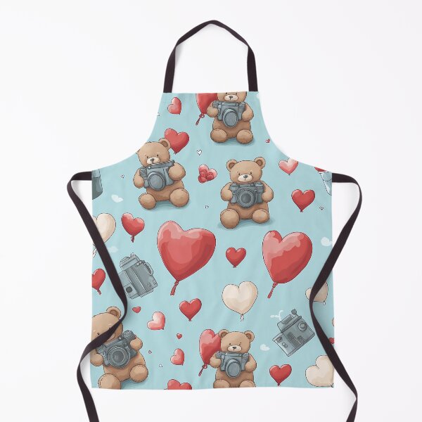 Artikelvorschau, Photographer Bear Pattern with Heart Balloons entworfen und verkauft von SweetMagicDream.