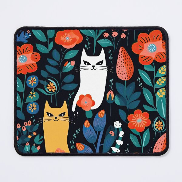 Item preview, Vibrant Cats Leaves and Flowers Floral Patterns designed and sold by Wonder Of Light.