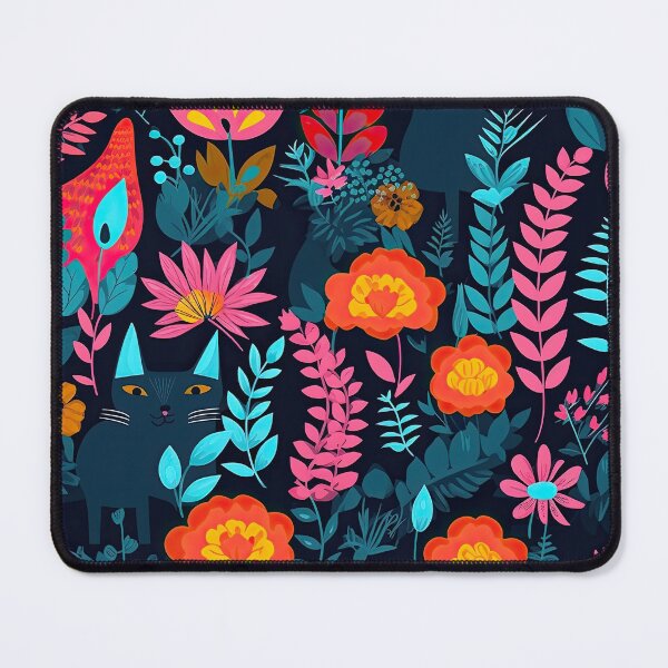 Item preview, Vibrant Cats Leaves and Flowers Floral Patterns designed and sold by Wonder Of Light.