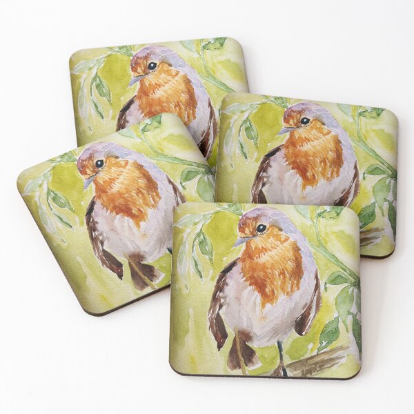 Item preview, Robin bird on a branch designed and sold by AnjuPaintings.