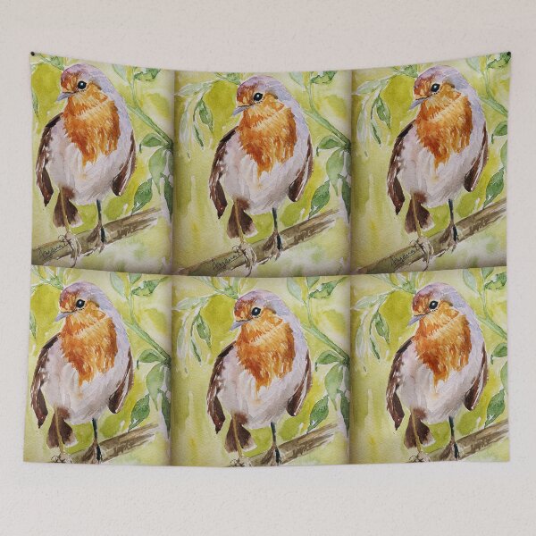 Item preview, Robin bird on a branch designed and sold by AnjuPaintings.