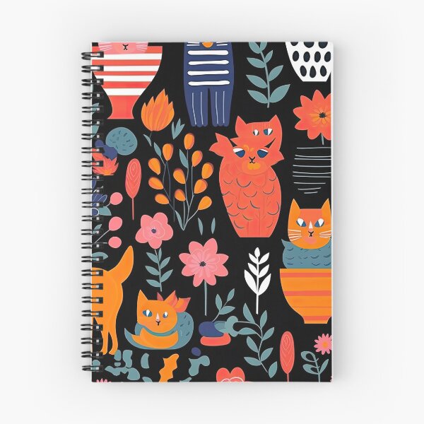 Item preview, Vibrant Cats Leaves and Flowers Floral Patterns designed and sold by Wonder Of Light.