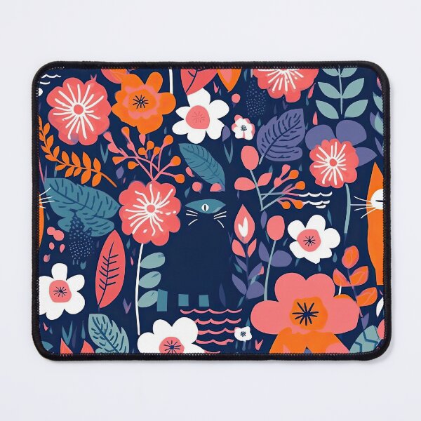 Item preview, Vibrant Cats Leaves and Flowers Floral Patterns designed and sold by Wonder Of Light.