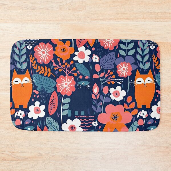 Item preview, Vibrant Cats Leaves and Flowers Floral Patterns designed and sold by Wonder Of Light.