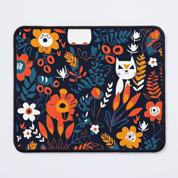 Item preview, Vibrant Cats Leaves and Flowers Floral Patterns designed and sold by Wonder Of Light.