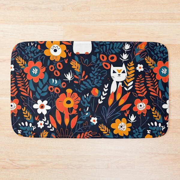 Item preview, Vibrant Cats Leaves and Flowers Floral Patterns designed and sold by Wonder Of Light.