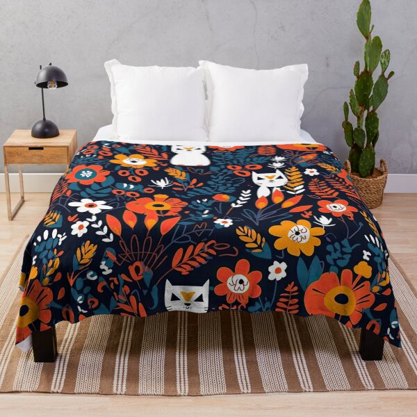 Item preview, Vibrant Cats Leaves and Flowers Floral Patterns designed and sold by Wonder Of Light.