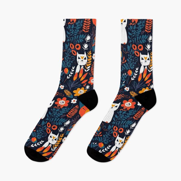 Item preview, Vibrant Cats Leaves and Flowers Floral Patterns designed and sold by Wonder Of Light.