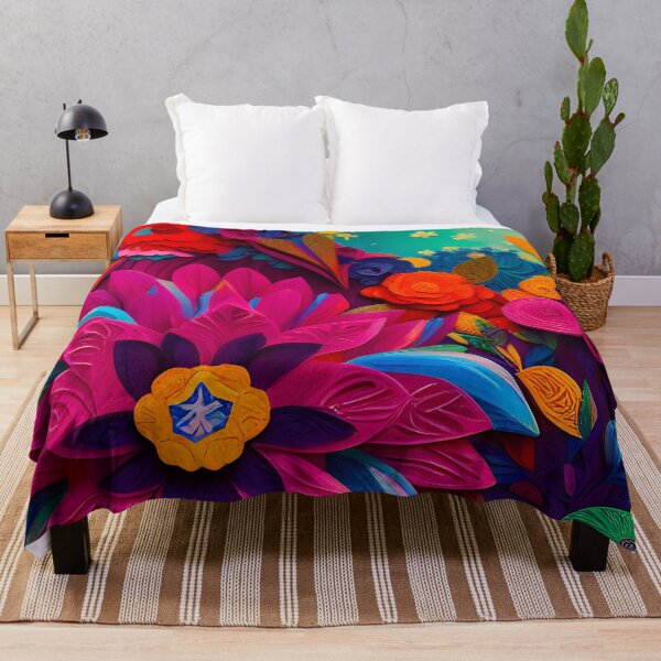 Aperçu de l'œuvre Fleurs lumineuses papier découpé style art coloré 3d créée et vendue par Inktown.