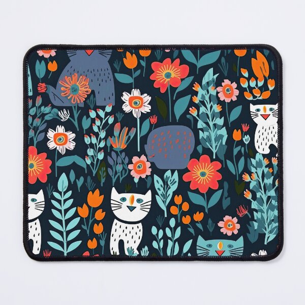 Item preview, Vibrant Cats Leaves and Flowers Floral Patterns designed and sold by Wonder Of Light.