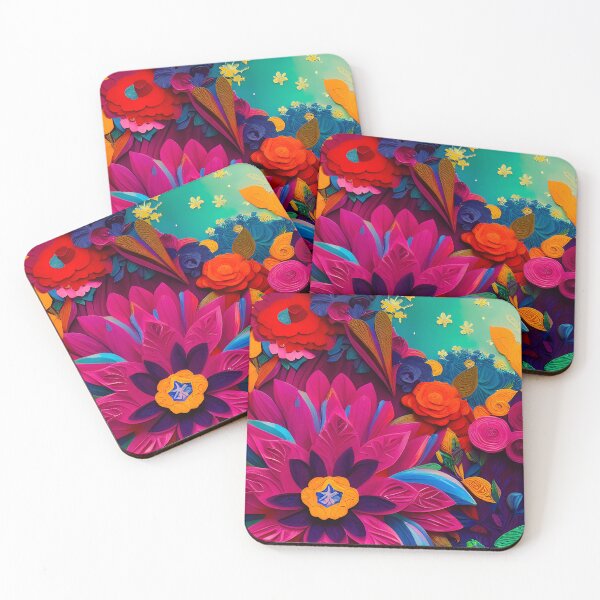 Item preview, Bright flowers paper cut style 3d colorful art designed and sold by Inktown.