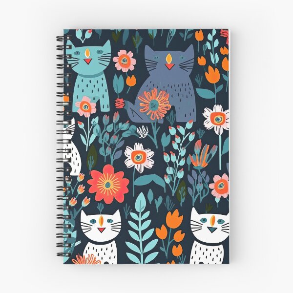 Item preview, Vibrant Cats Leaves and Flowers Floral Patterns designed and sold by Wonder Of Light.