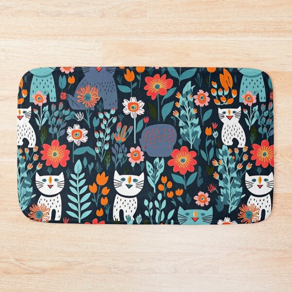 Item preview, Vibrant Cats Leaves and Flowers Floral Patterns designed and sold by Wonder Of Light.