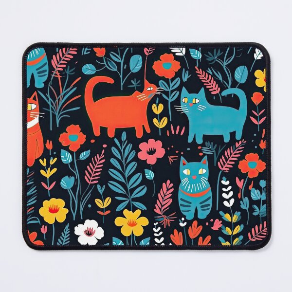 Item preview, Vibrant Cats Leaves and Flowers Floral Patterns designed and sold by Wonder Of Light.