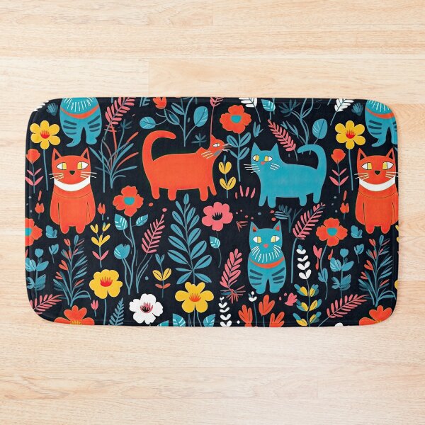 Item preview, Vibrant Cats Leaves and Flowers Floral Patterns designed and sold by Wonder Of Light.
