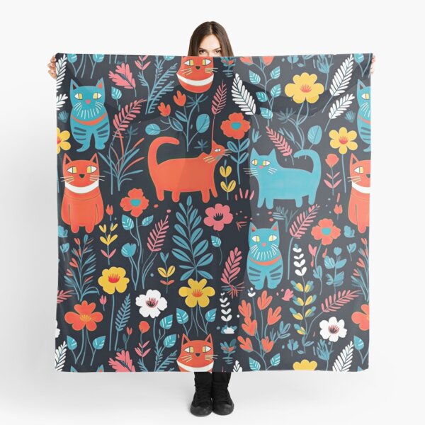 Item preview, Vibrant Cats Leaves and Flowers Floral Patterns designed and sold by Wonder Of Light.