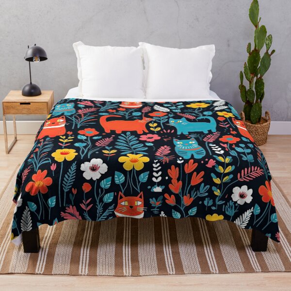 Item preview, Vibrant Cats Leaves and Flowers Floral Patterns designed and sold by Wonder Of Light.