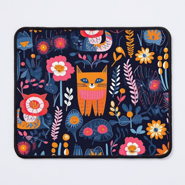 Item preview, Vibrant Cats Leaves and Flowers Floral Patterns designed and sold by Wonder Of Light.