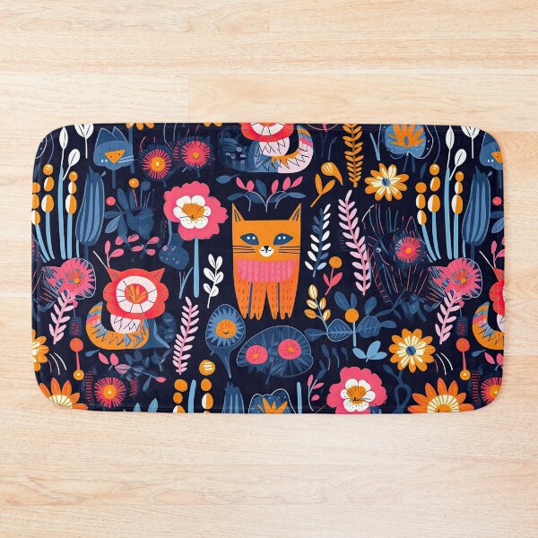 Item preview, Vibrant Cats Leaves and Flowers Floral Patterns designed and sold by Wonder Of Light.