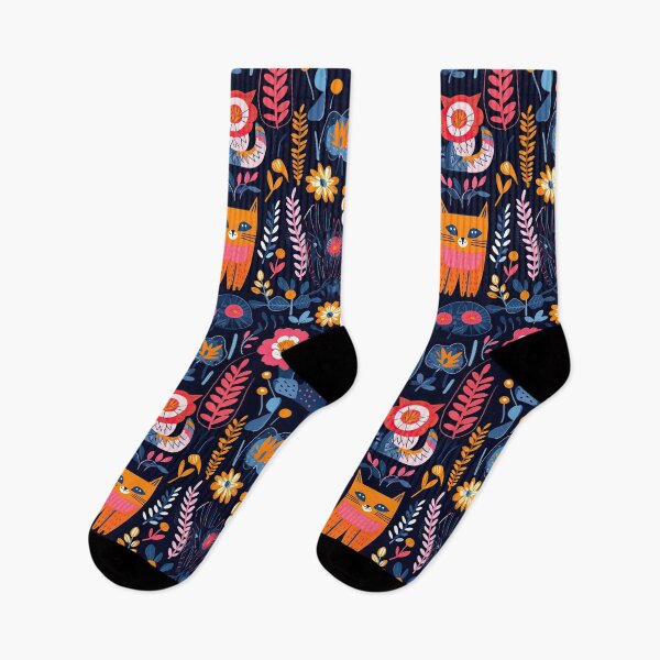 Item preview, Vibrant Cats Leaves and Flowers Floral Patterns designed and sold by Wonder Of Light.