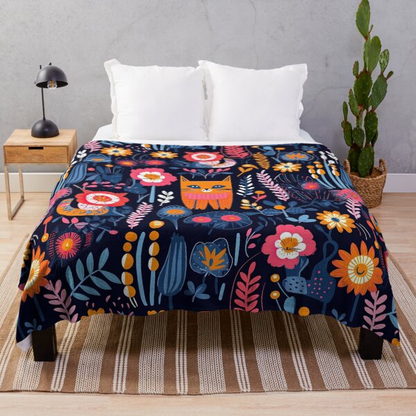 Item preview, Vibrant Cats Leaves and Flowers Floral Patterns designed and sold by Wonder Of Light.