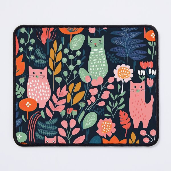 Item preview, Vibrant Cats Leaves and Flowers Floral Patterns designed and sold by Wonder Of Light.