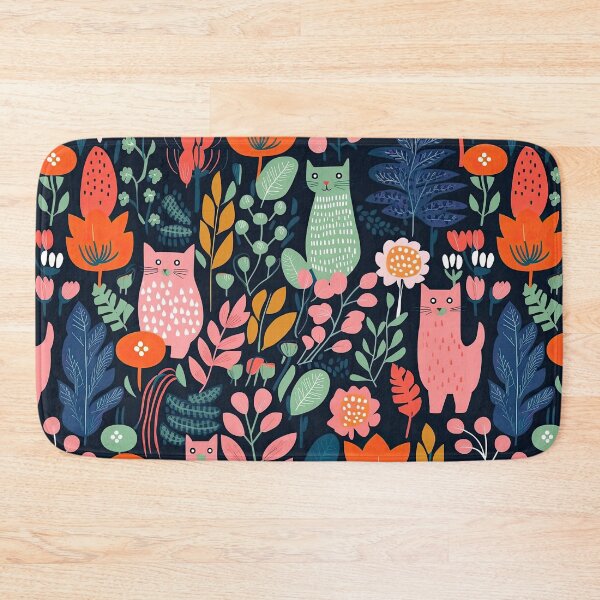 Item preview, Vibrant Cats Leaves and Flowers Floral Patterns designed and sold by Wonder Of Light.